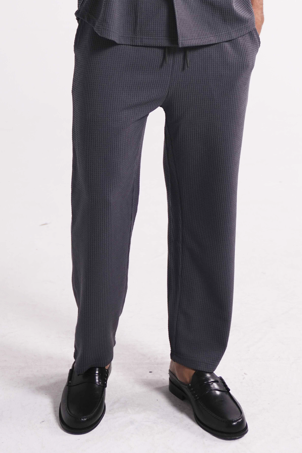 waffle knit cotton pants for men