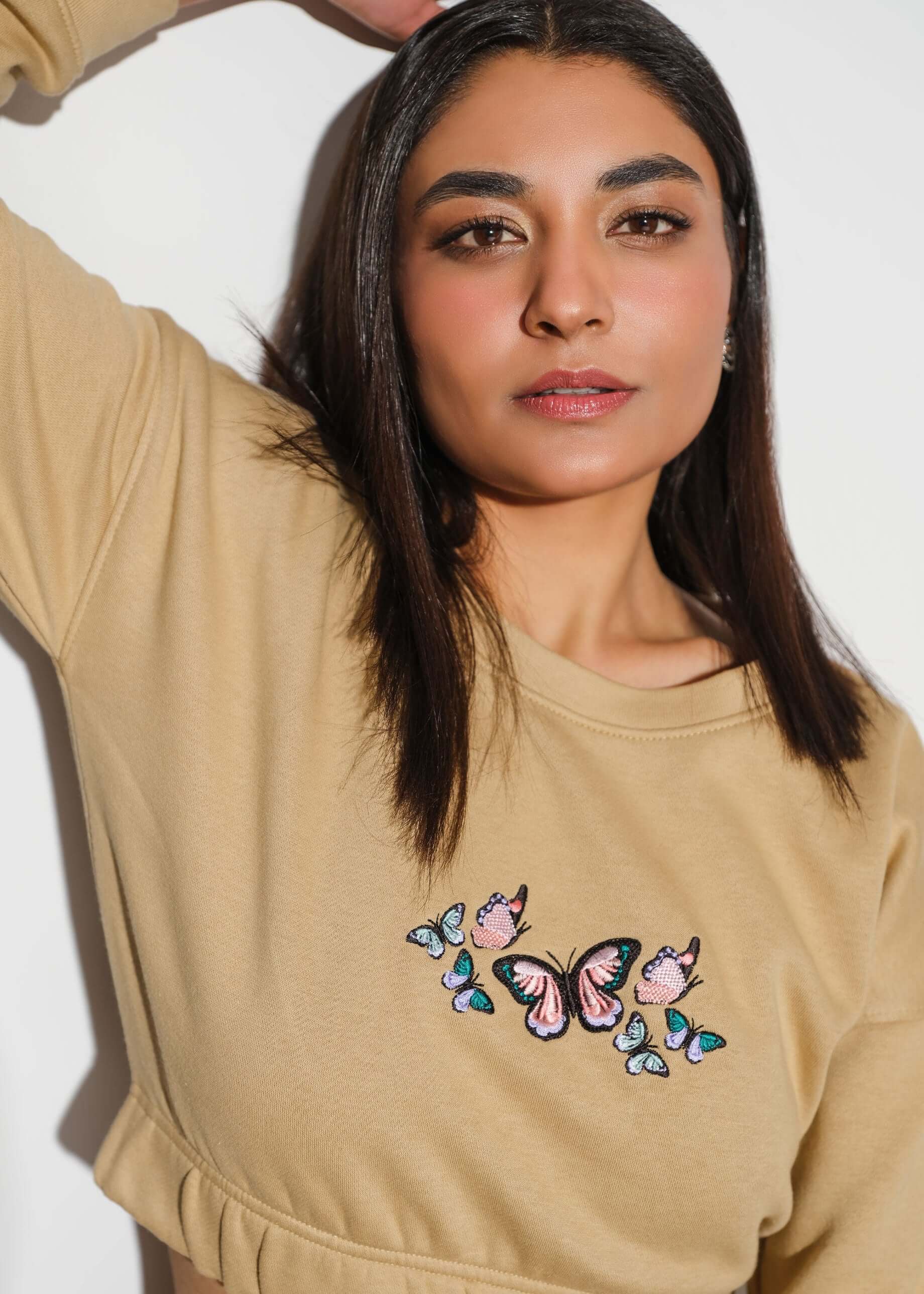 CROP SWEATSHIRT - KHAKI