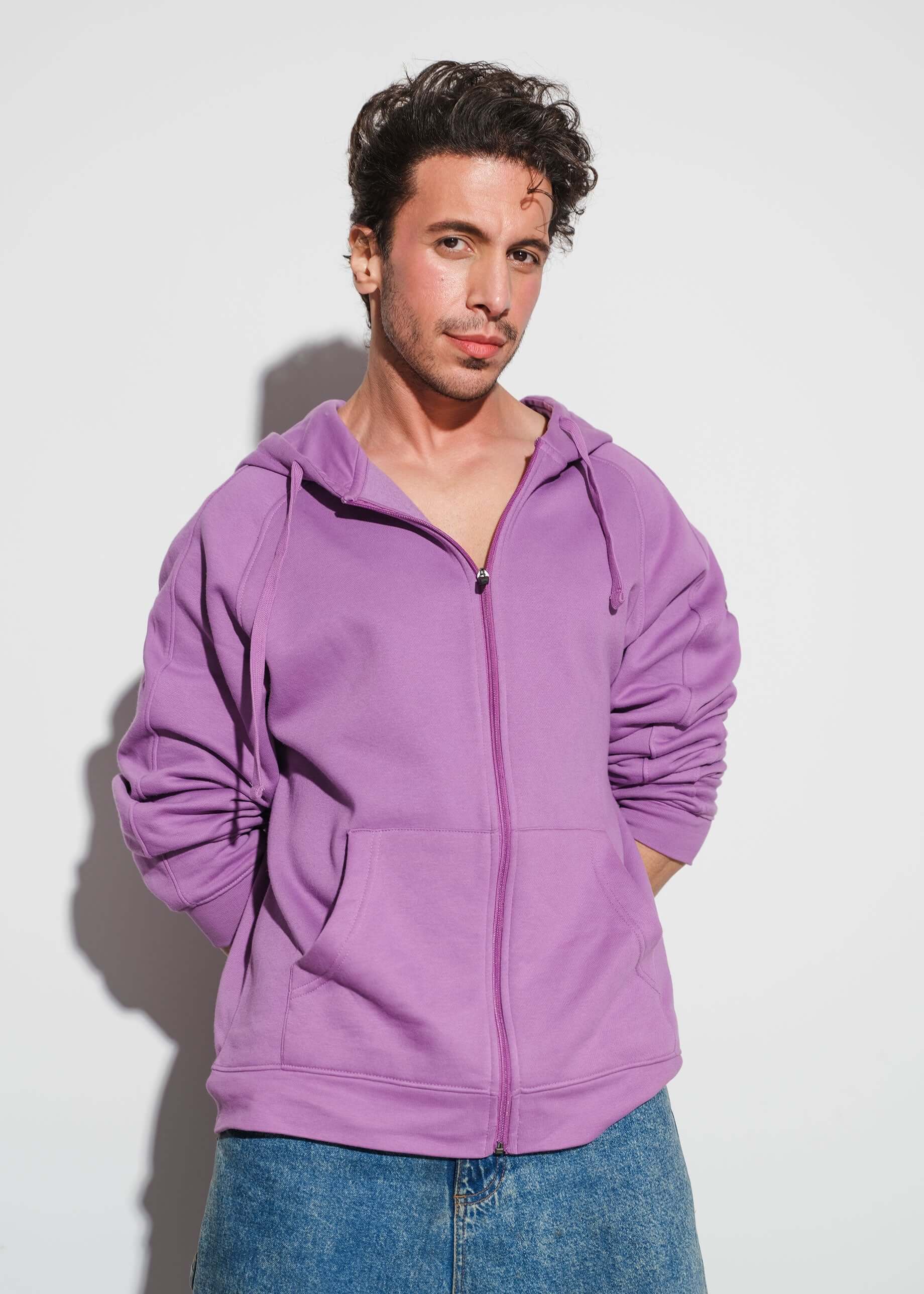 RAGLAN SLEEVES HOODIE - PURPLE