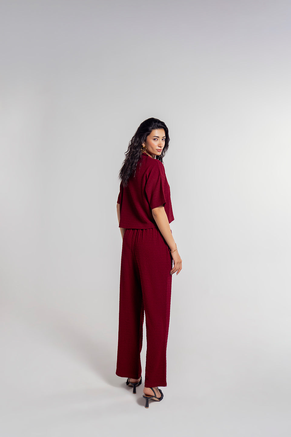 TEXTURED WIDE LEG PANT