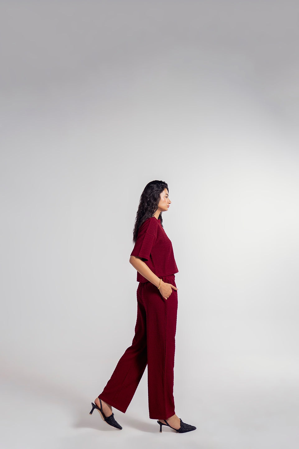 TEXTURED WIDE LEG PANT