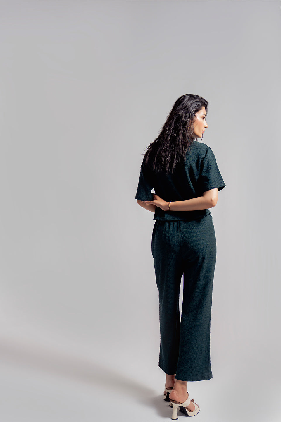 TEXTURED WIDE LEG PANT