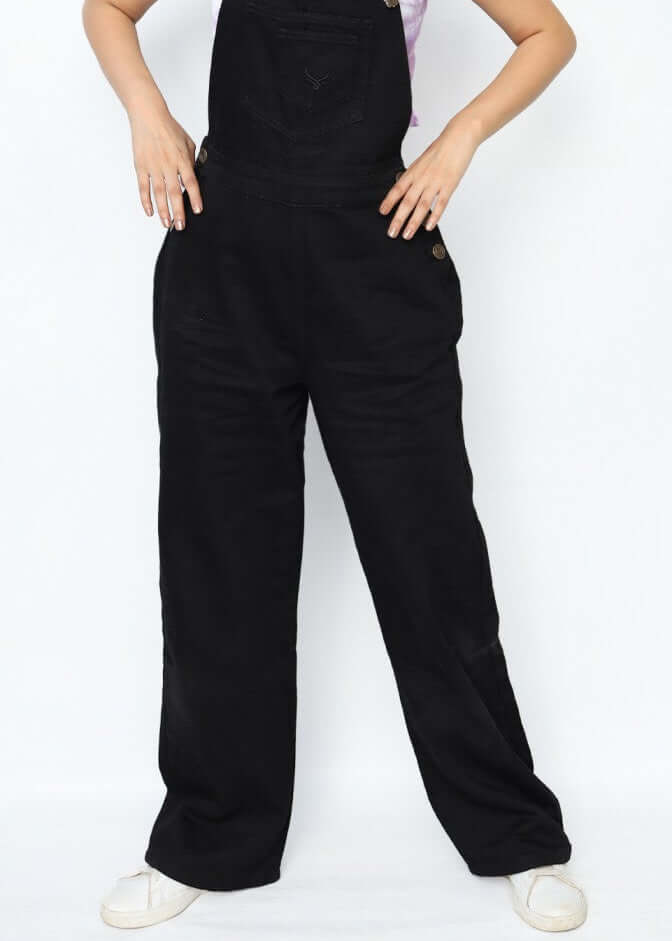 BLACK DENIM OVERALL