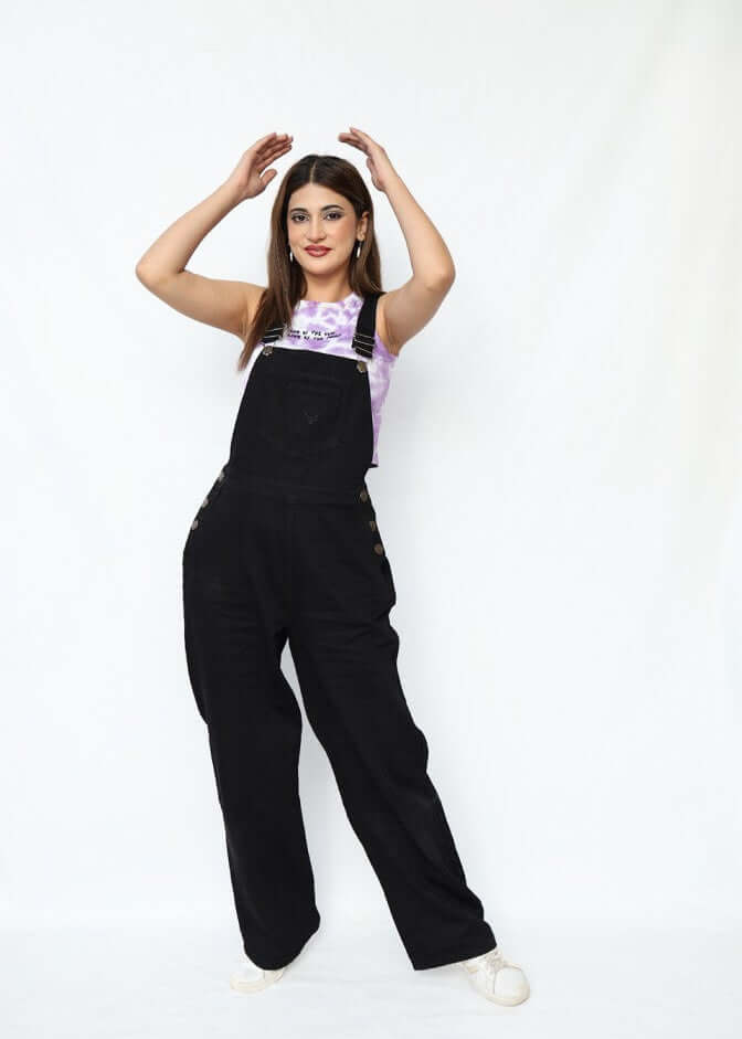 BLACK DENIM OVERALL