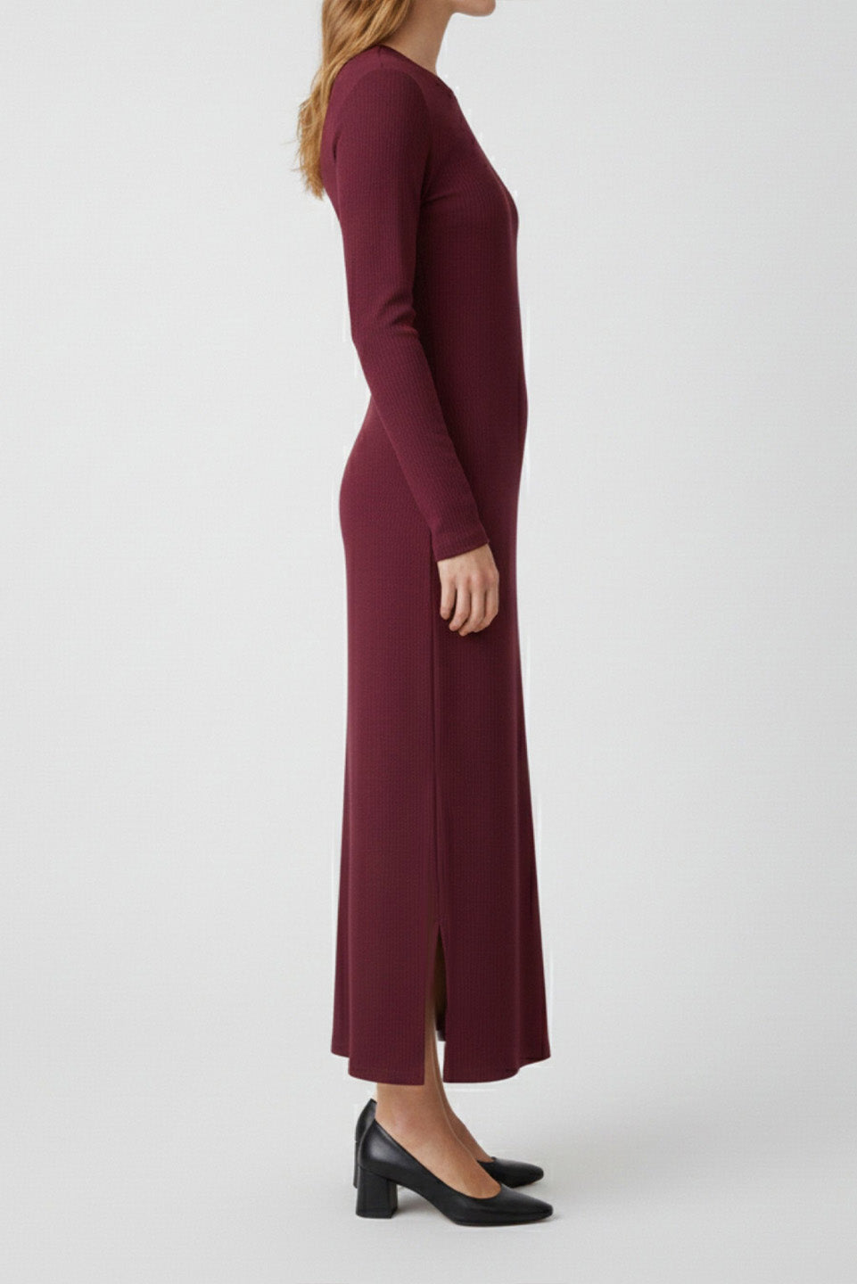 RIB KNIT MIDI DRESS