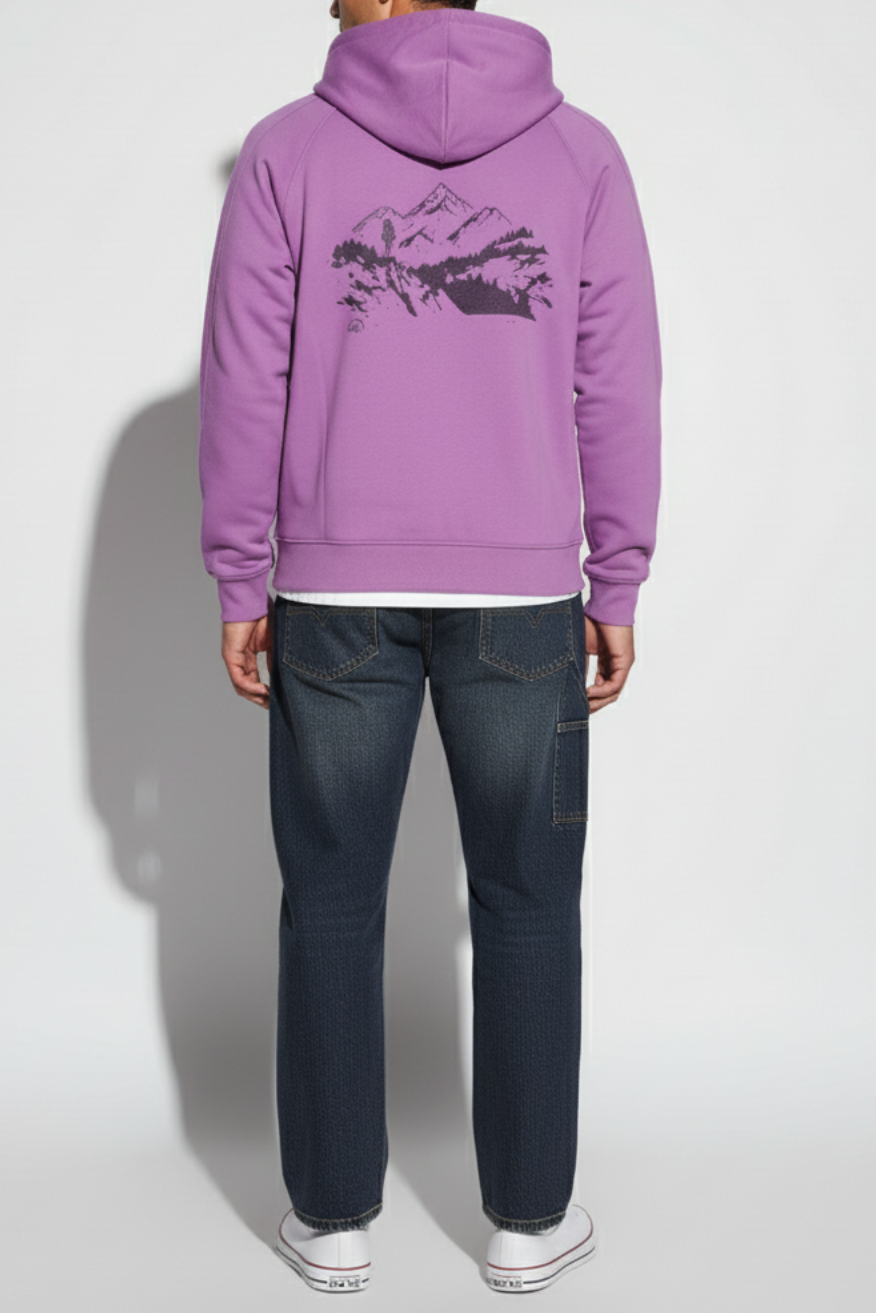 purple hoodie for men with raglan sleeves - Verve