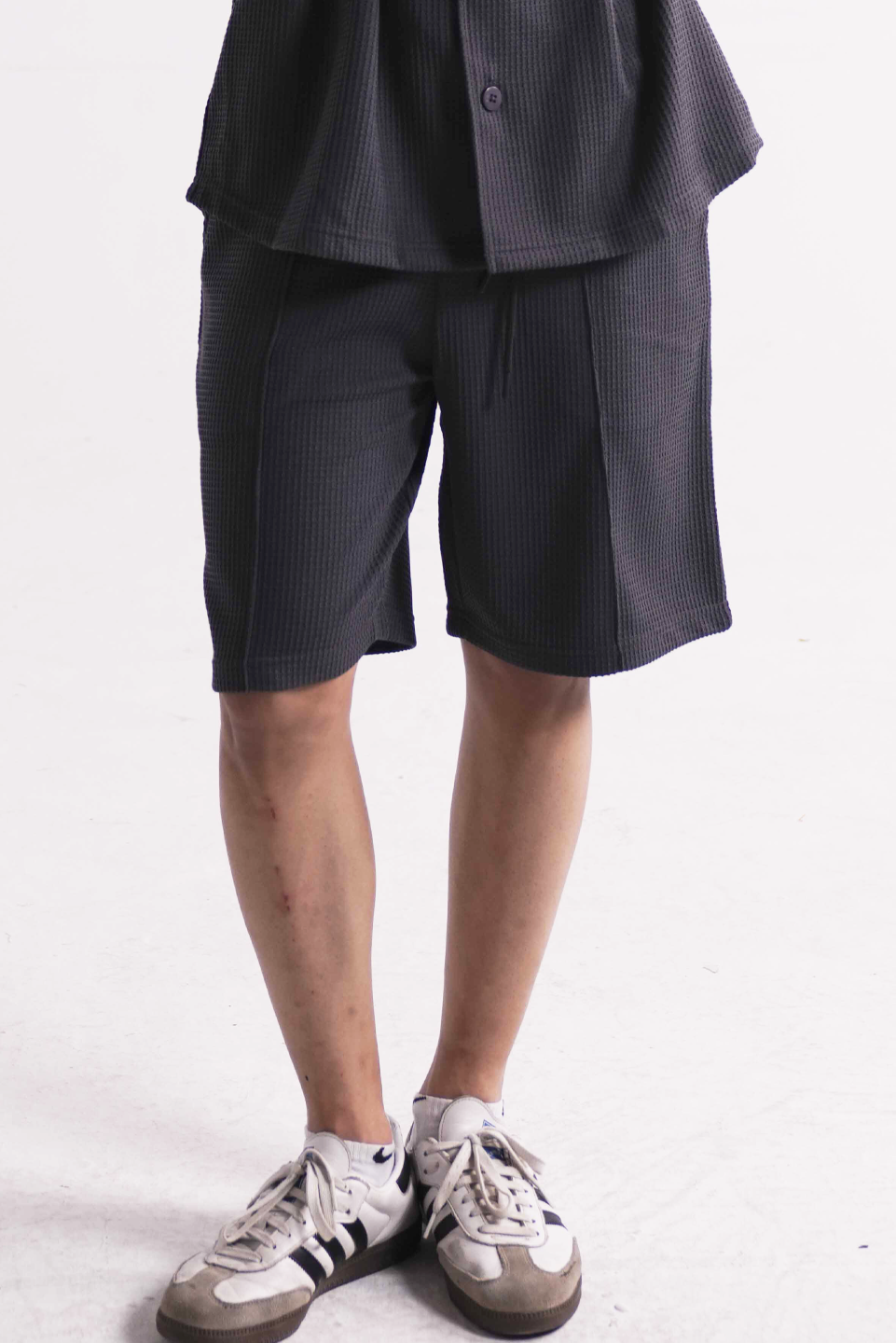 Waffle Knit Black Shorts for Men