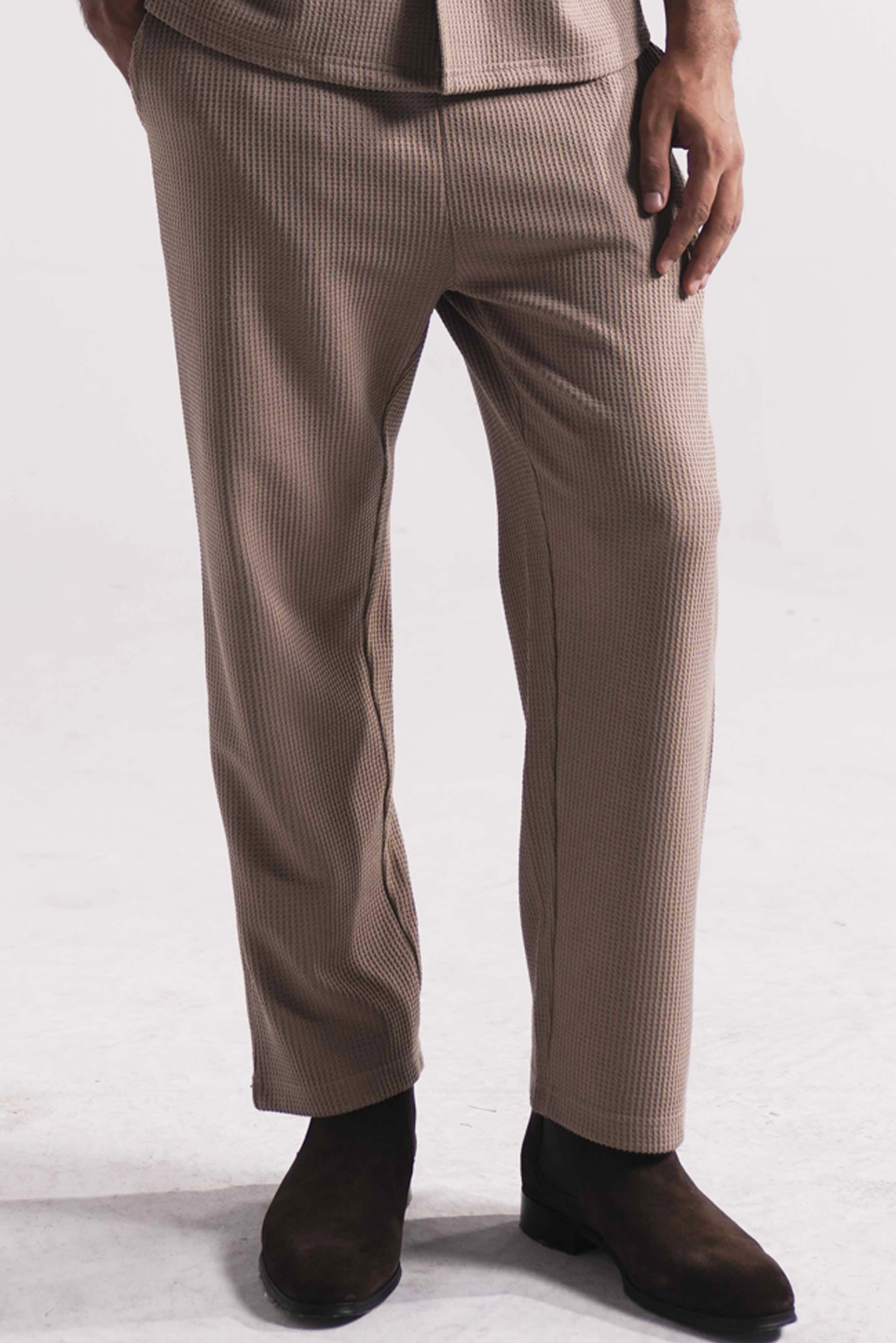 beige waffle knit mens pants