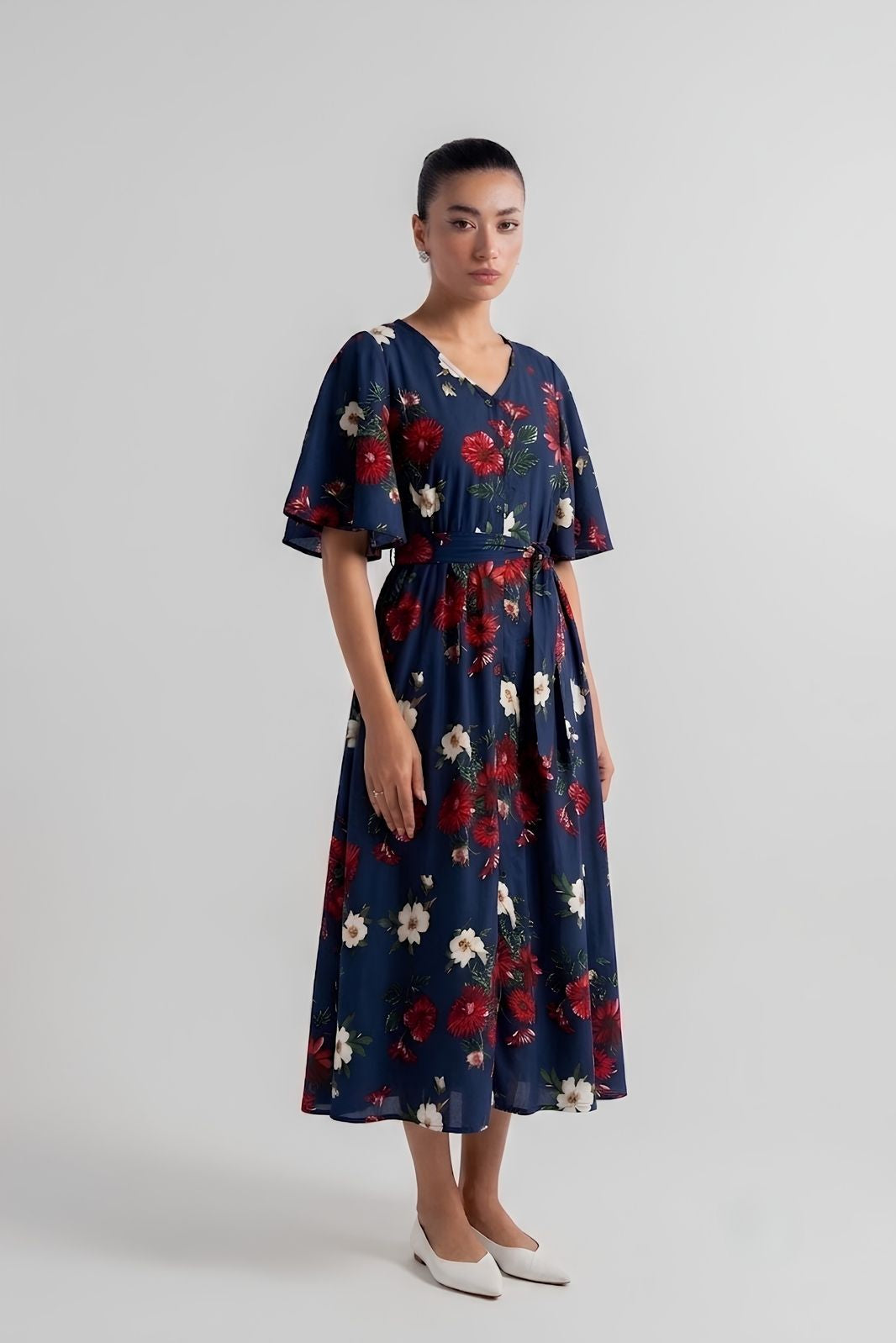 Midnight Blossom Kimono Dress