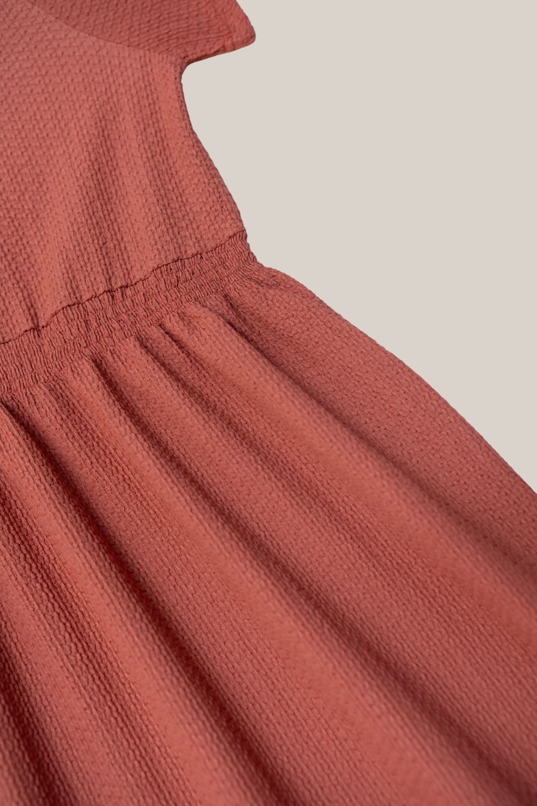 SMOCKED MIDI DRESS