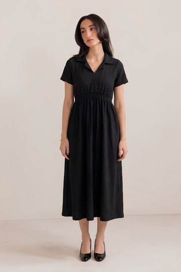SMOCKED MIDI DRESS