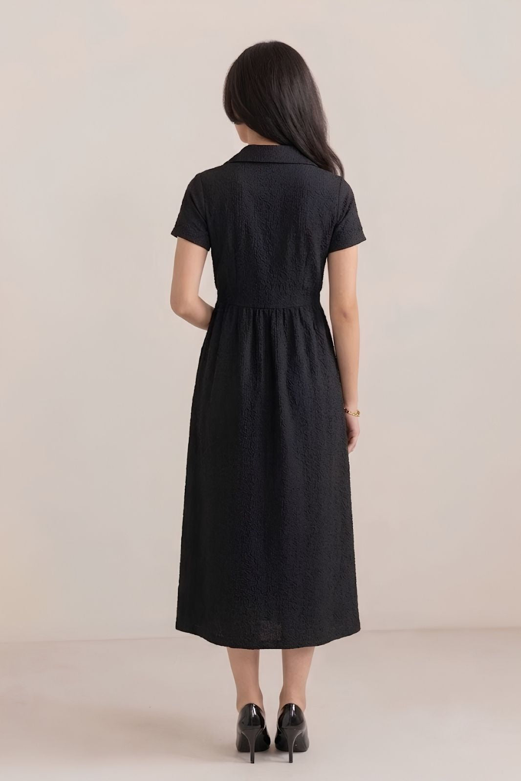 SMOCKED MIDI DRESS