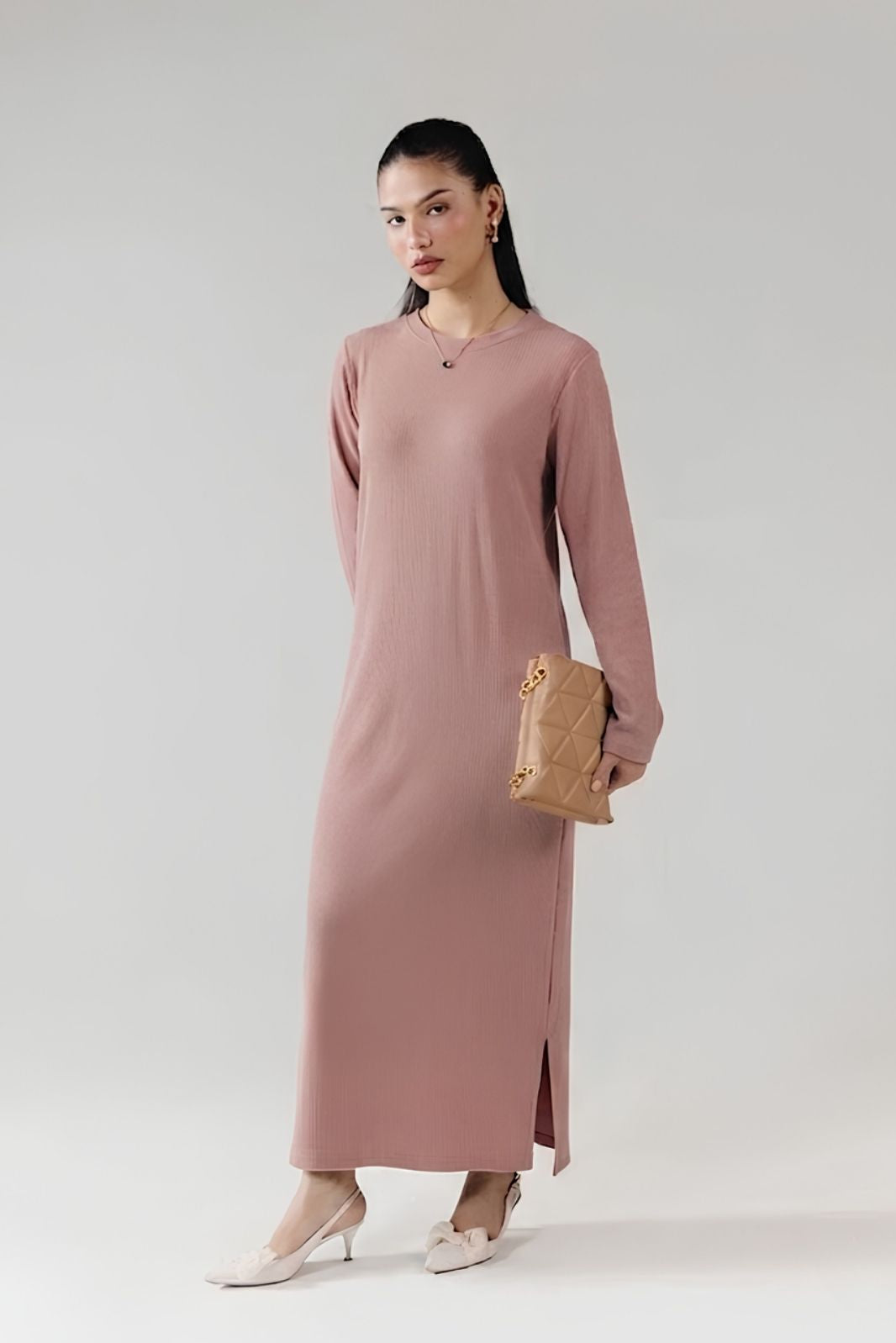 RIB KNIT MIDI DRESS