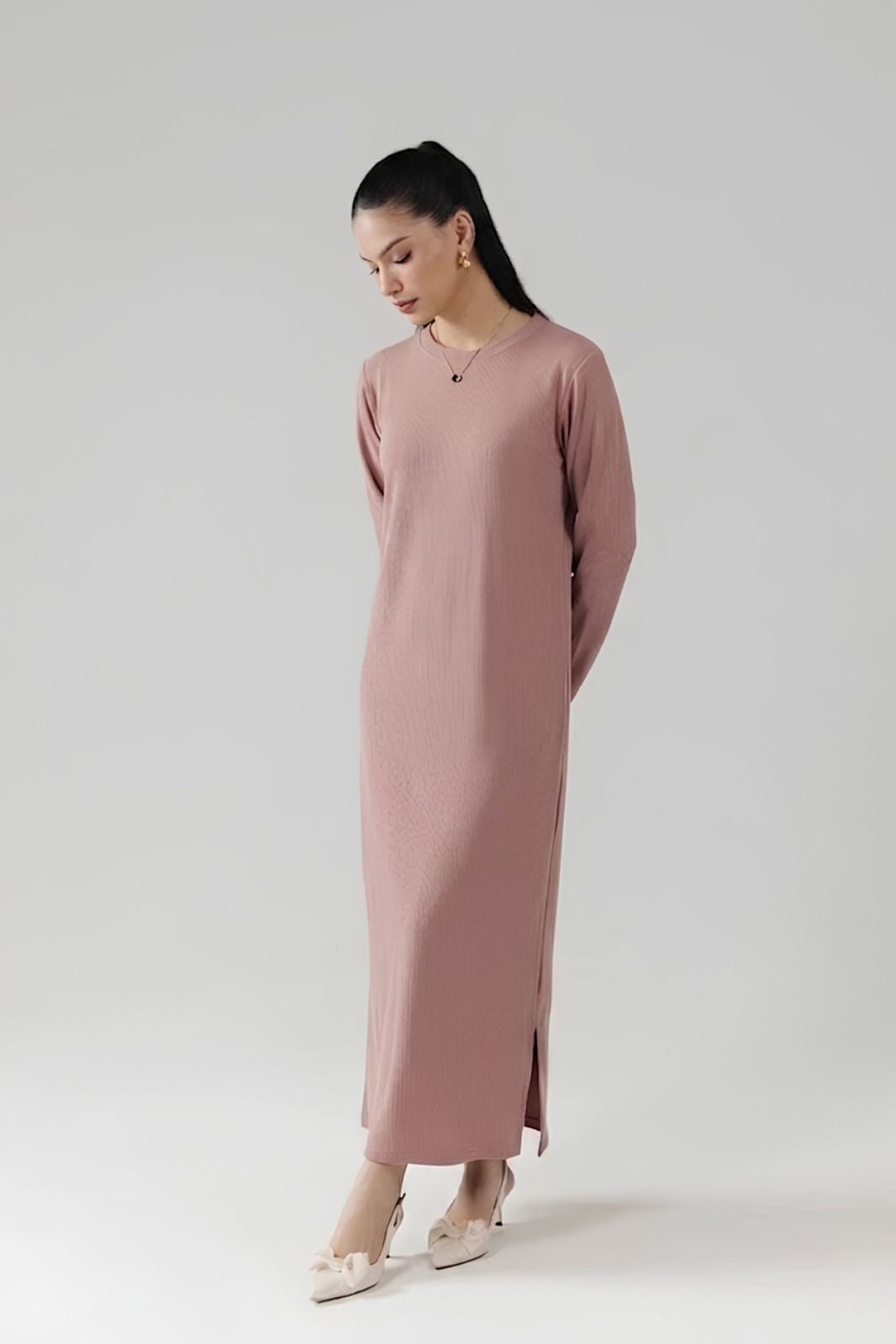 RIB KNIT MIDI DRESS