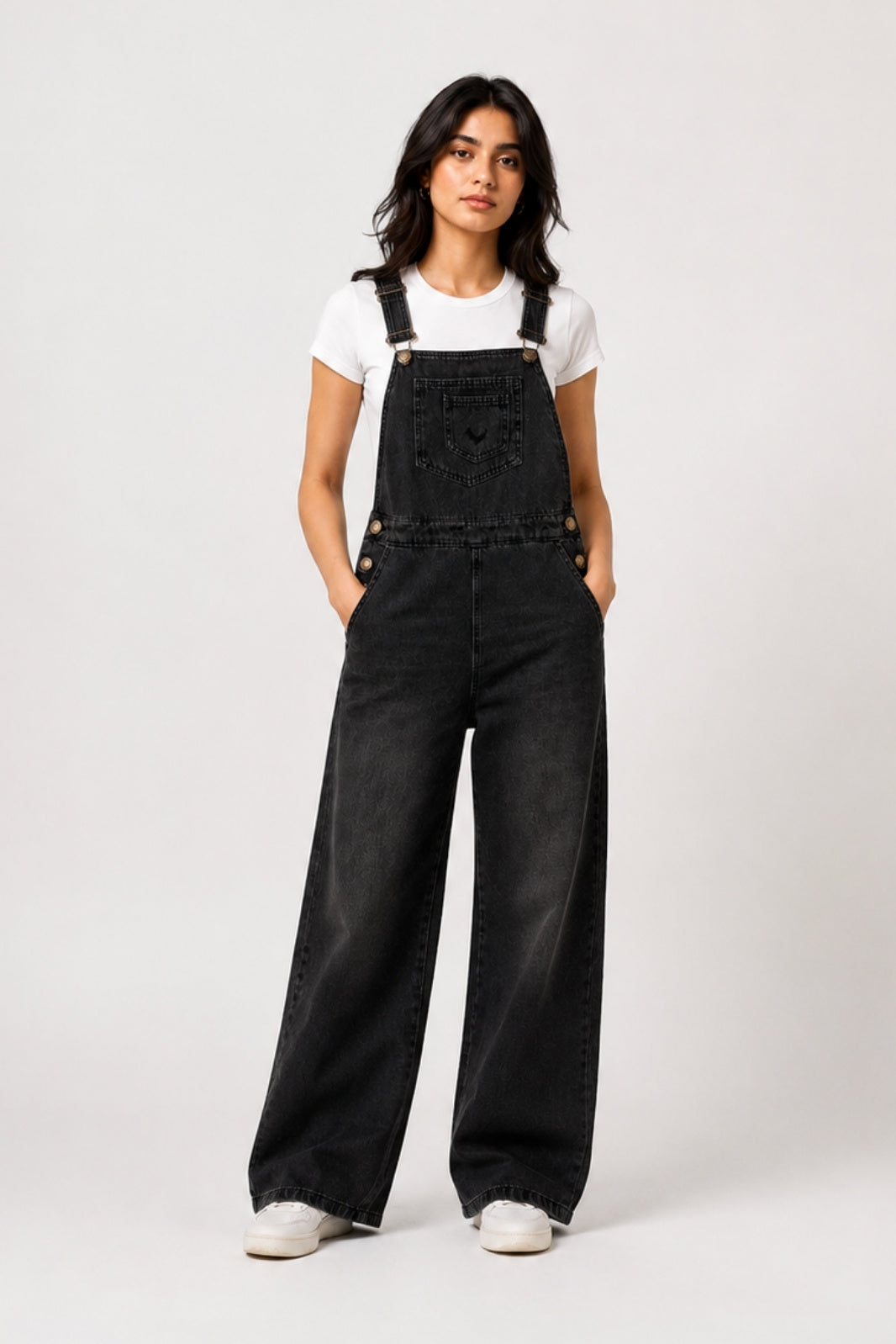 BLACK DENIM OVERALL