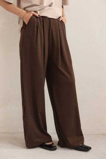 ELASTICATED SCUBA WIDE LEG PANTS
