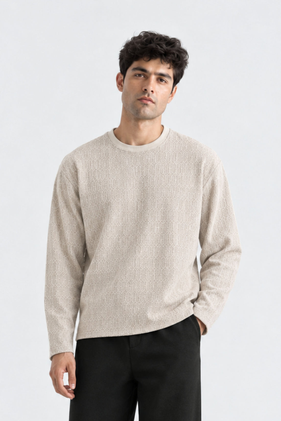 TEXTURED RIB LONG SLEEVE TEE