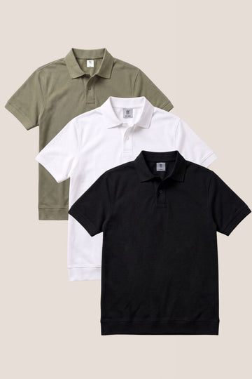 Pack of 3 Men’s Classic Button Polo