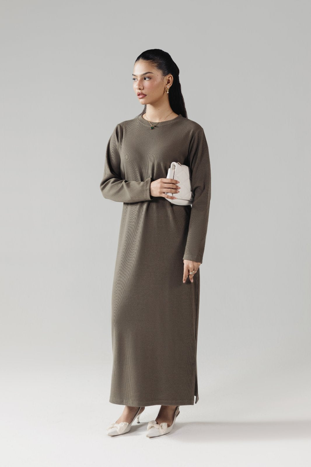 RIB KNIT MIDI DRESS