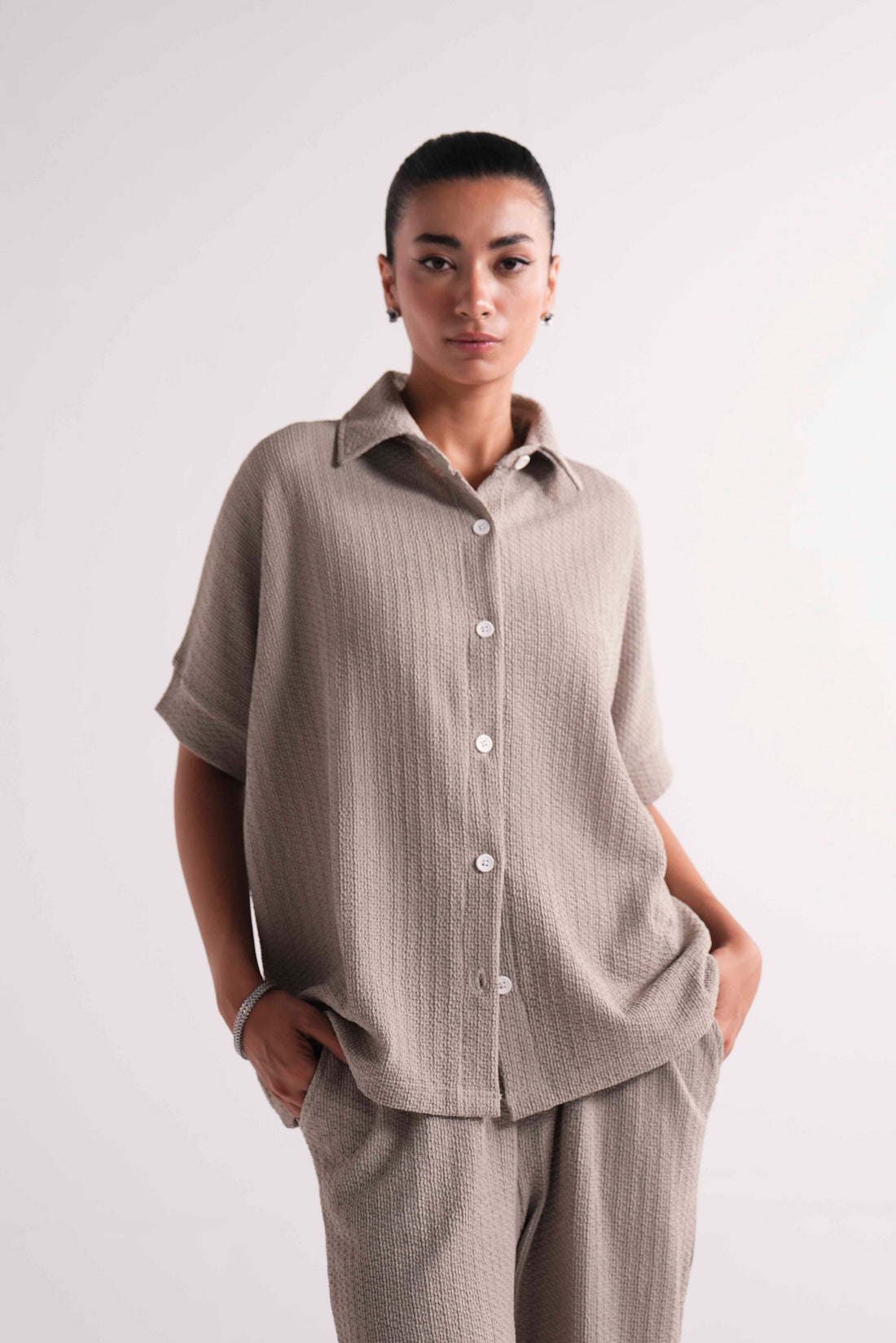 BATWING SLEEVE BUTTON UP SHIRT