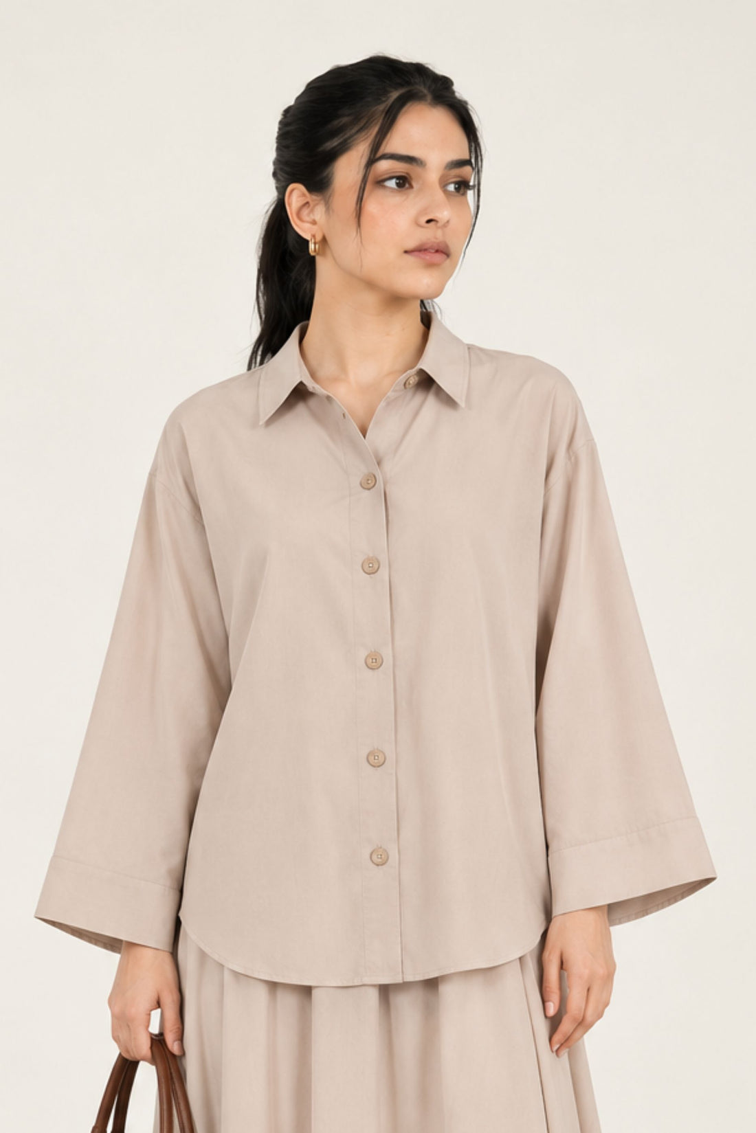 OPEN PLACKET BUTTON DOWN SHIRT