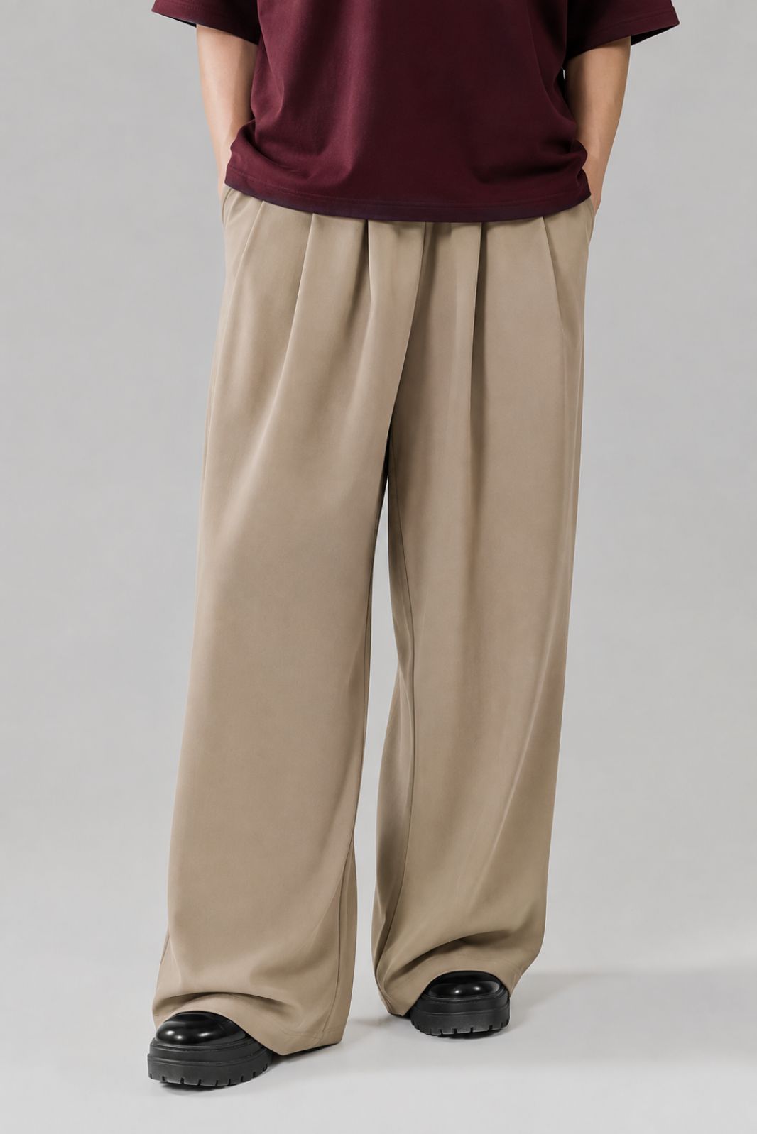ELASTICATED SCUBA WIDE LEG PANTS