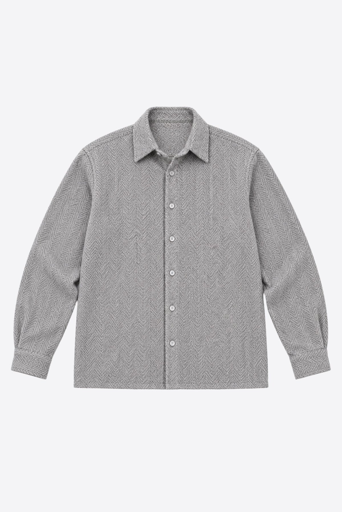HERRINGBONE BOXY CROPPED BUTTON DOWN SHIRT