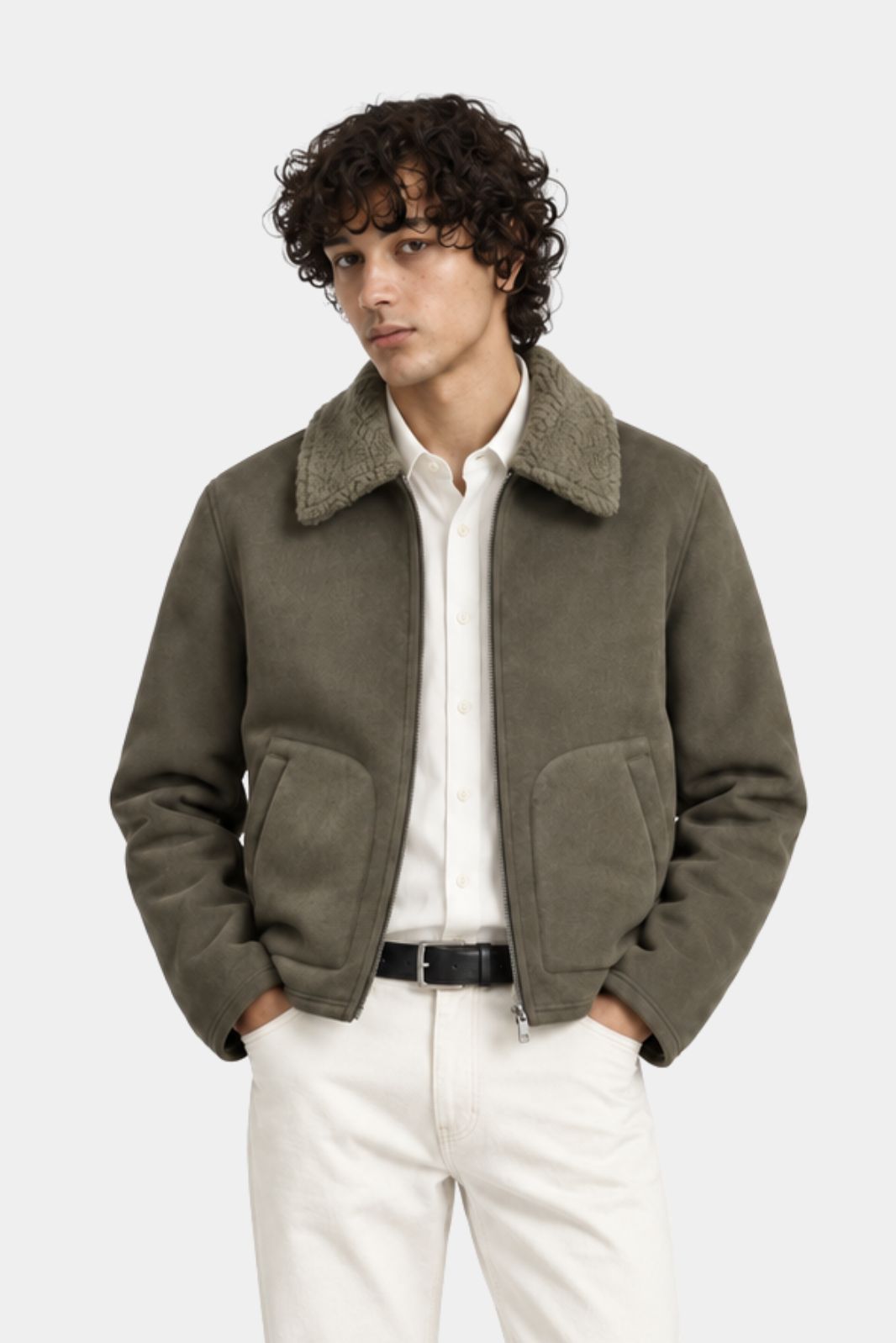 SHERPA COLLAR SUEDE JACKET
