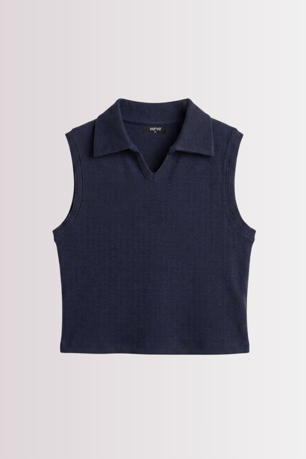 SLEEVELESS POLO COLLAR CROP TOP