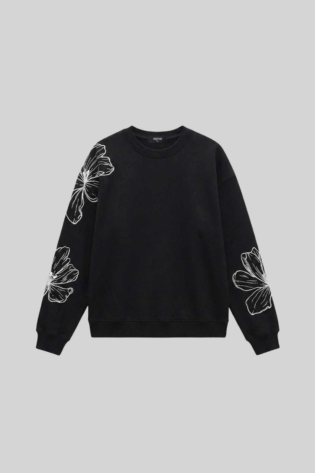 LINEAR BLOOM SWEATSHIRT WHITE EMBROIDERY