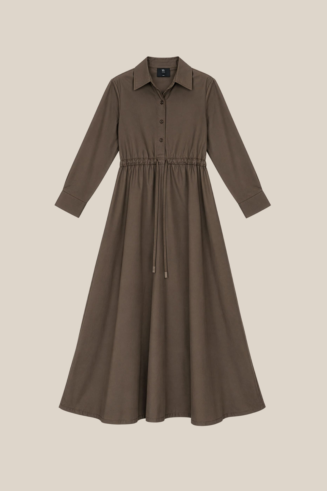 QUARTER BUTTON DOWN DRAWSTRING DRESS