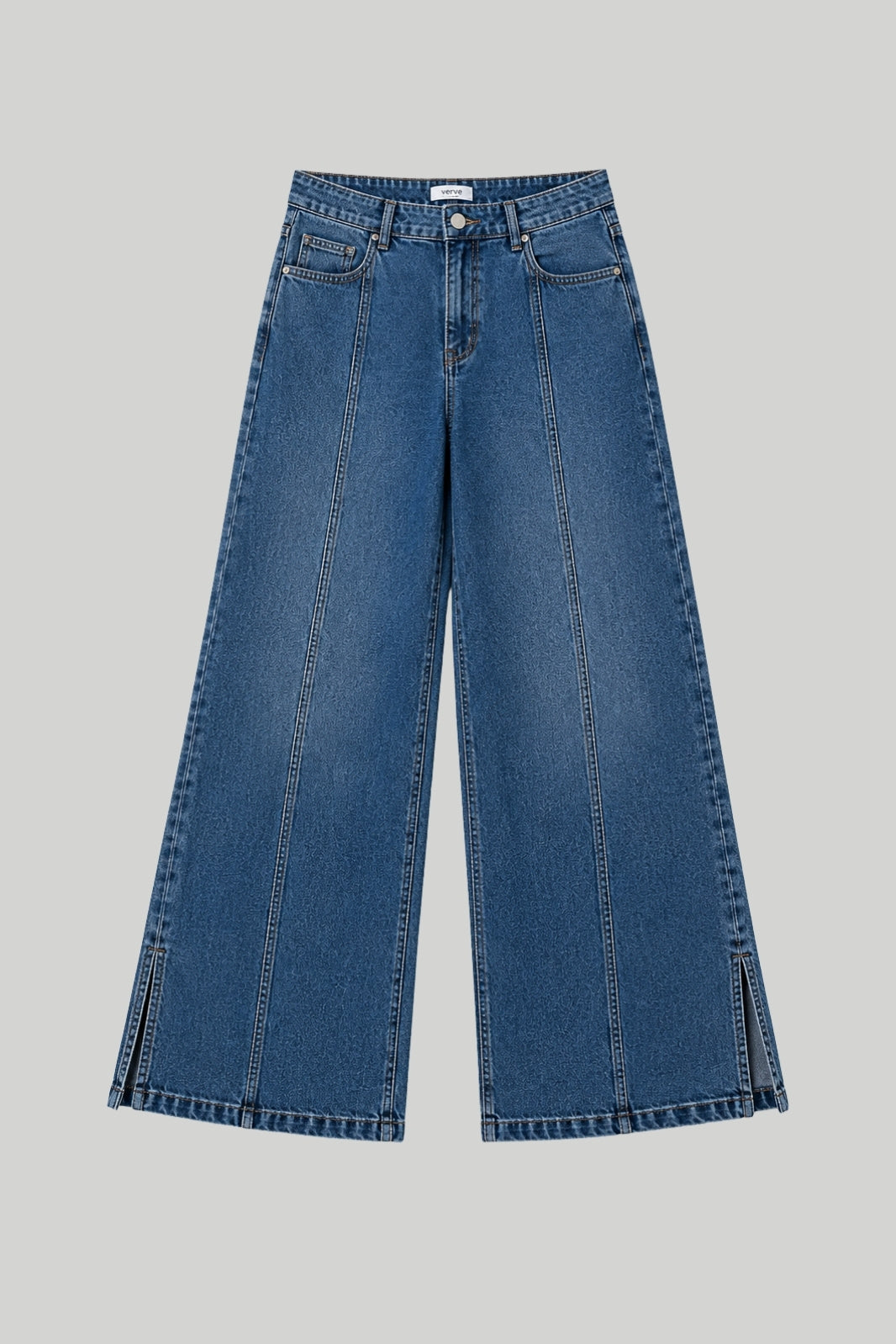 SIDE SLIT WIDE LEG JEANS