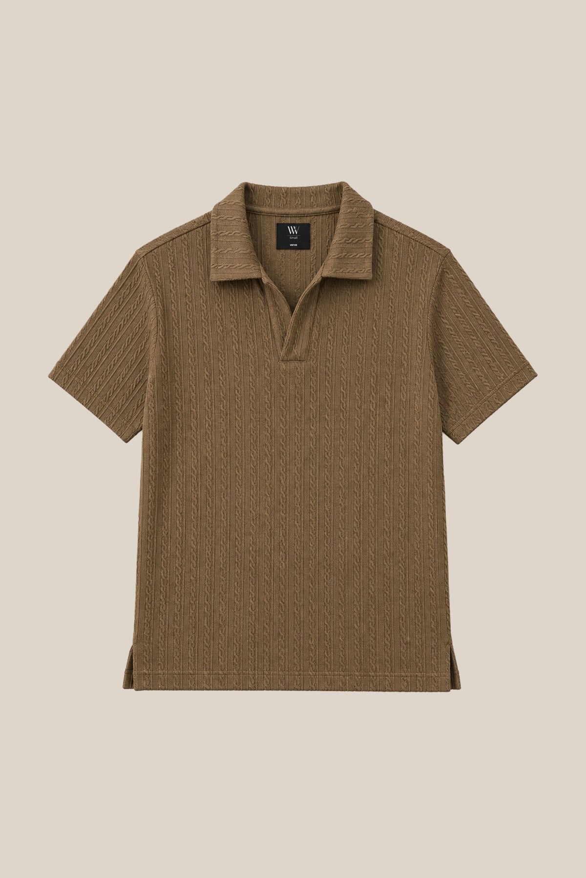 CLASSIC JOHNNY COLLAR CABLE KNIT POLO