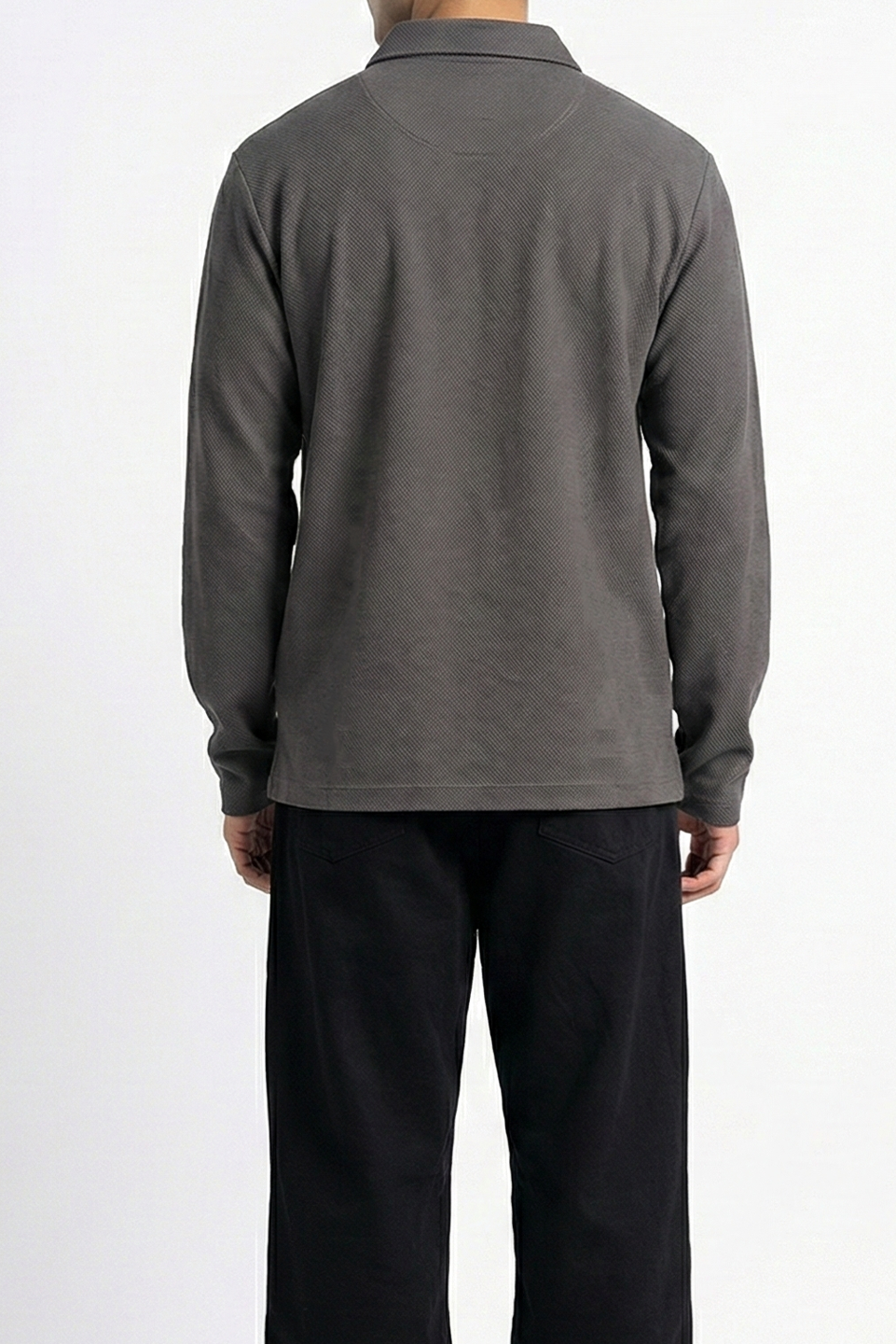 Textured Long Sleeve Polo