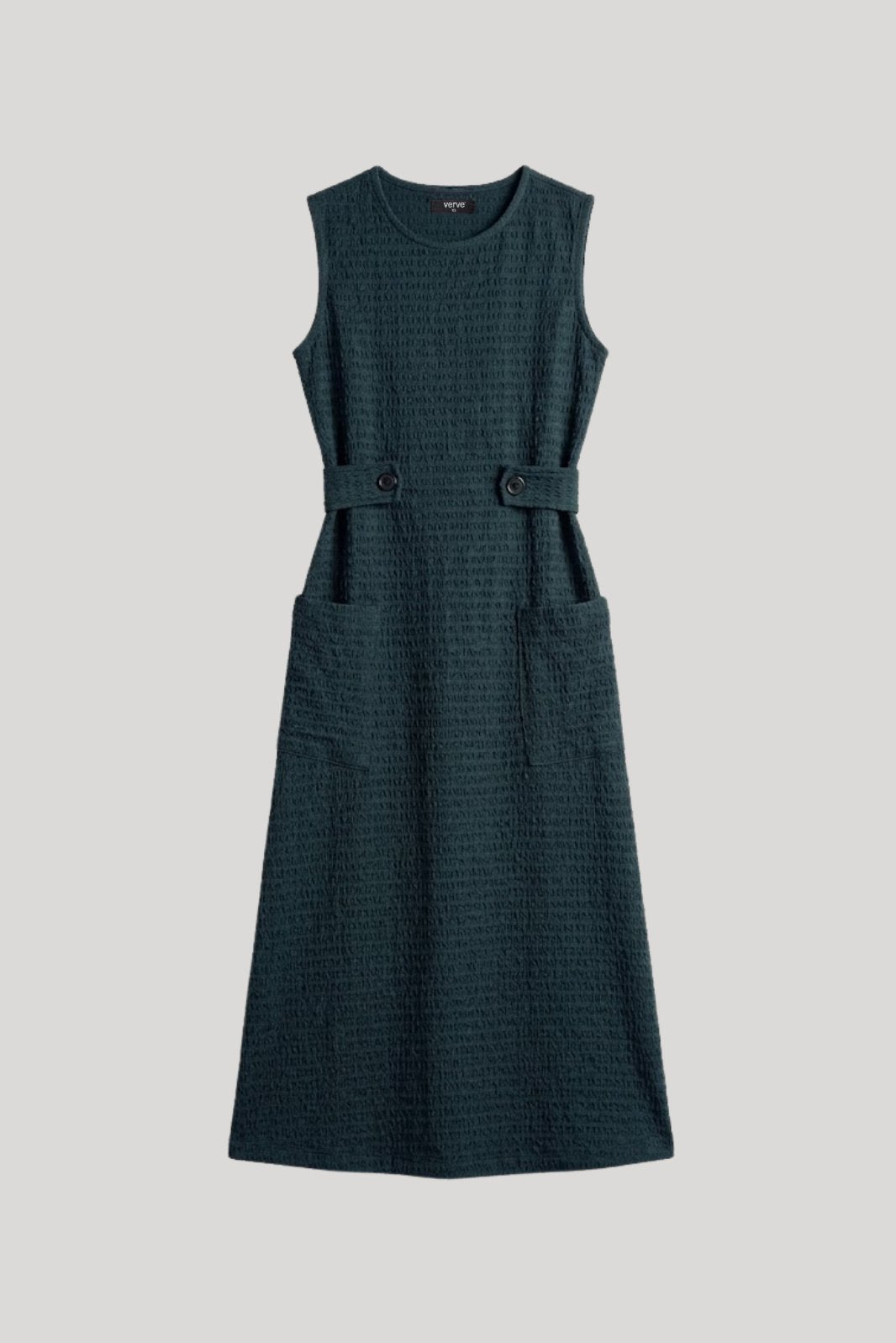 SLEEVELESS BUTTON TAB DRESS