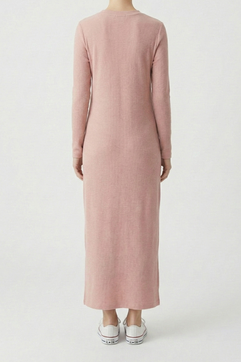 RIB KNIT MIDI DRESS PINK