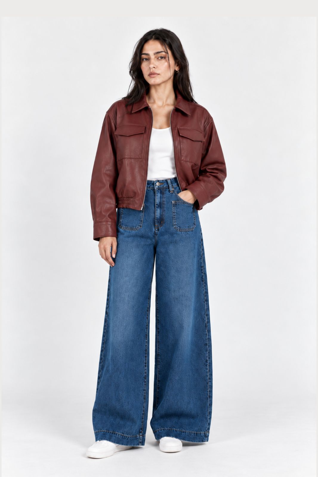 BOXY FIT CROPPED LEATHER JACKET