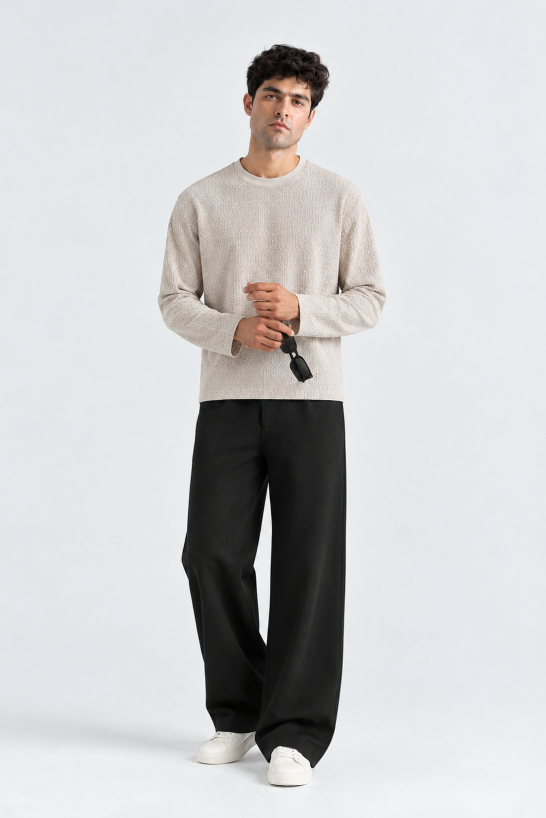 TEXTURED RIB LONG SLEEVE TEE