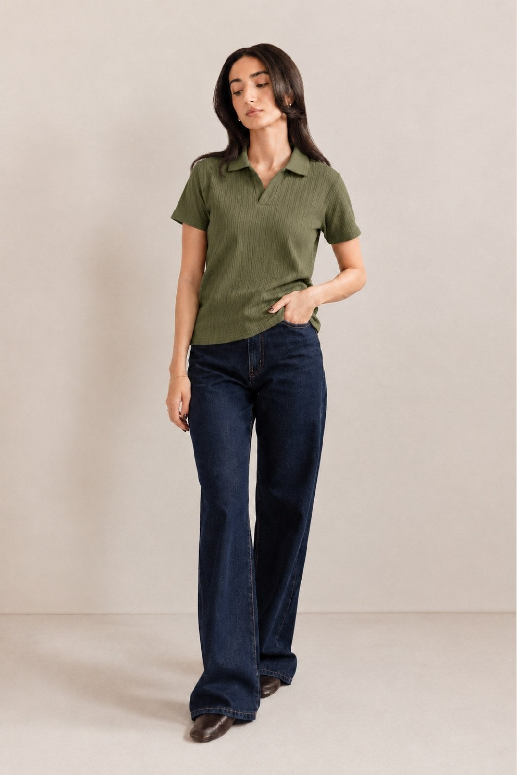 CLASSIC JOHNNY COLLAR CABLE KNIT POLO