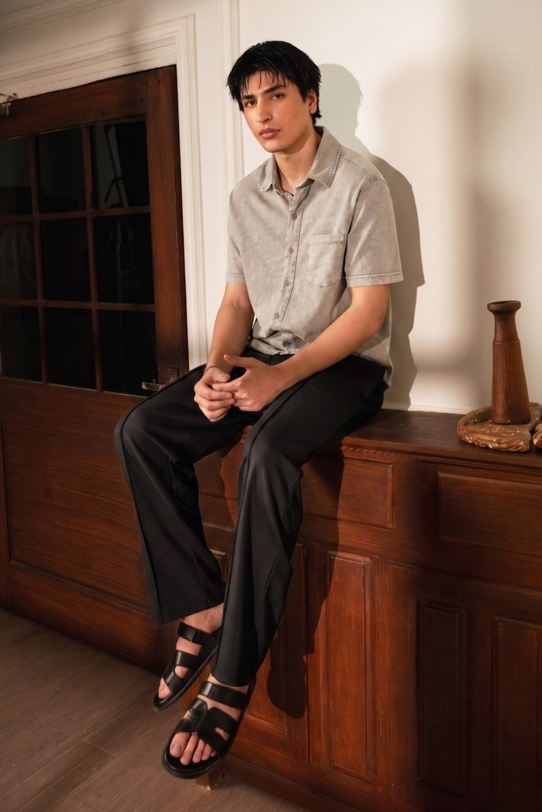 WASHED JERSEY BUTTON-DOWN SHIRT