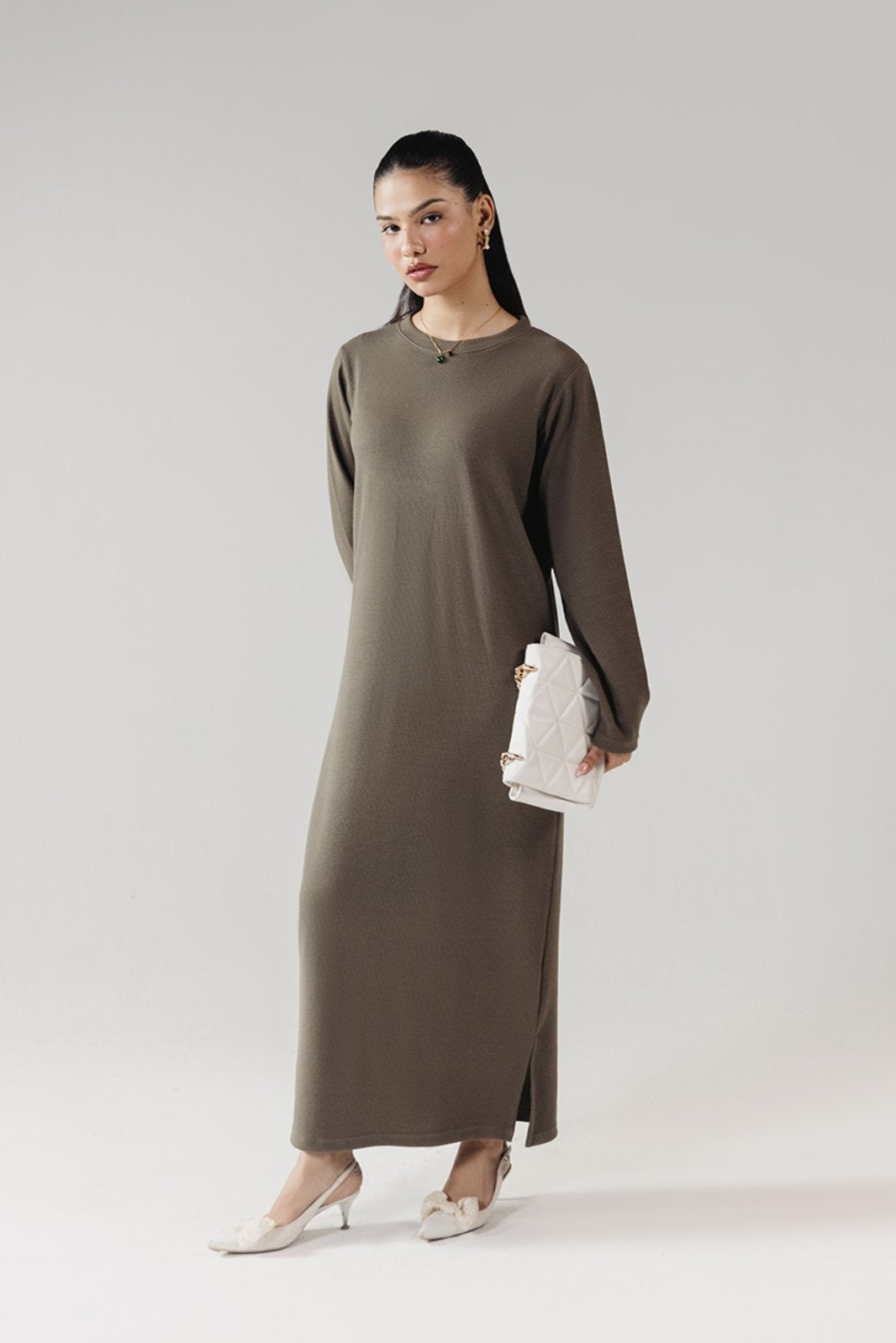RIB KNIT MIDI DRESS