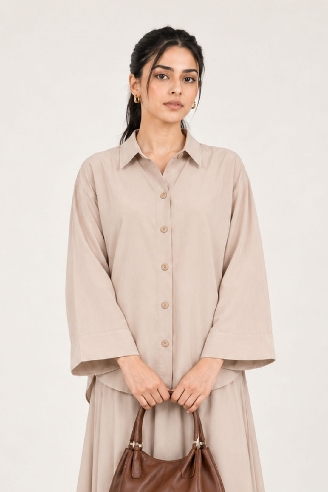 OPEN PLACKET BUTTON DOWN SHIRT