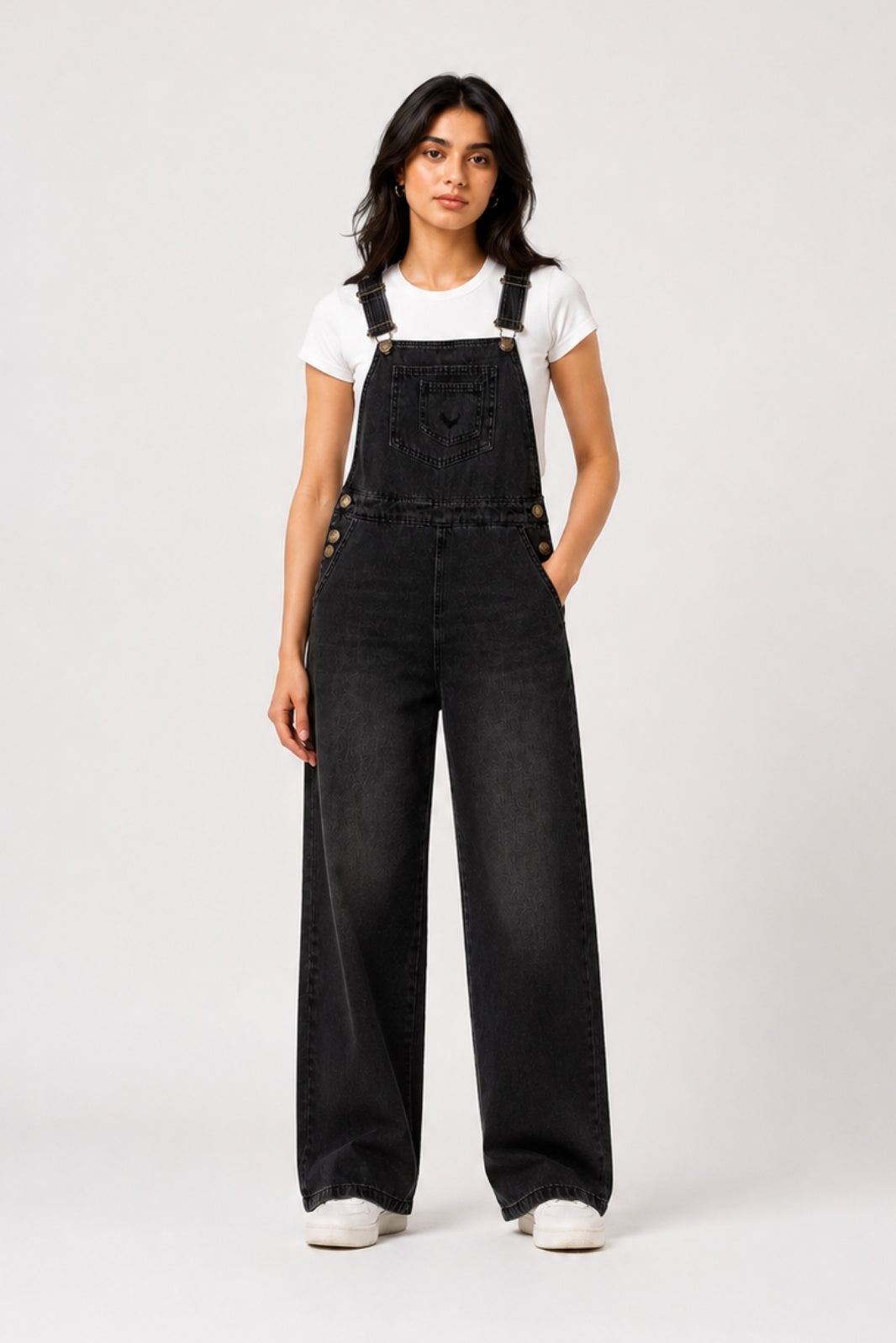 BLACK DENIM OVERALL