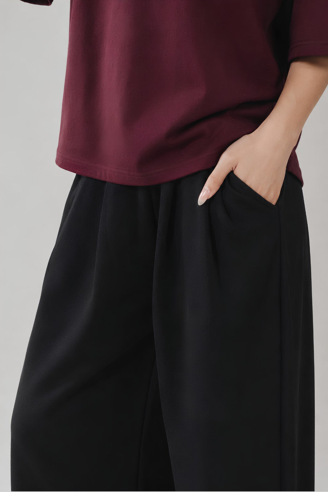 ELASTICATED SCUBA WIDE LEG PANTS