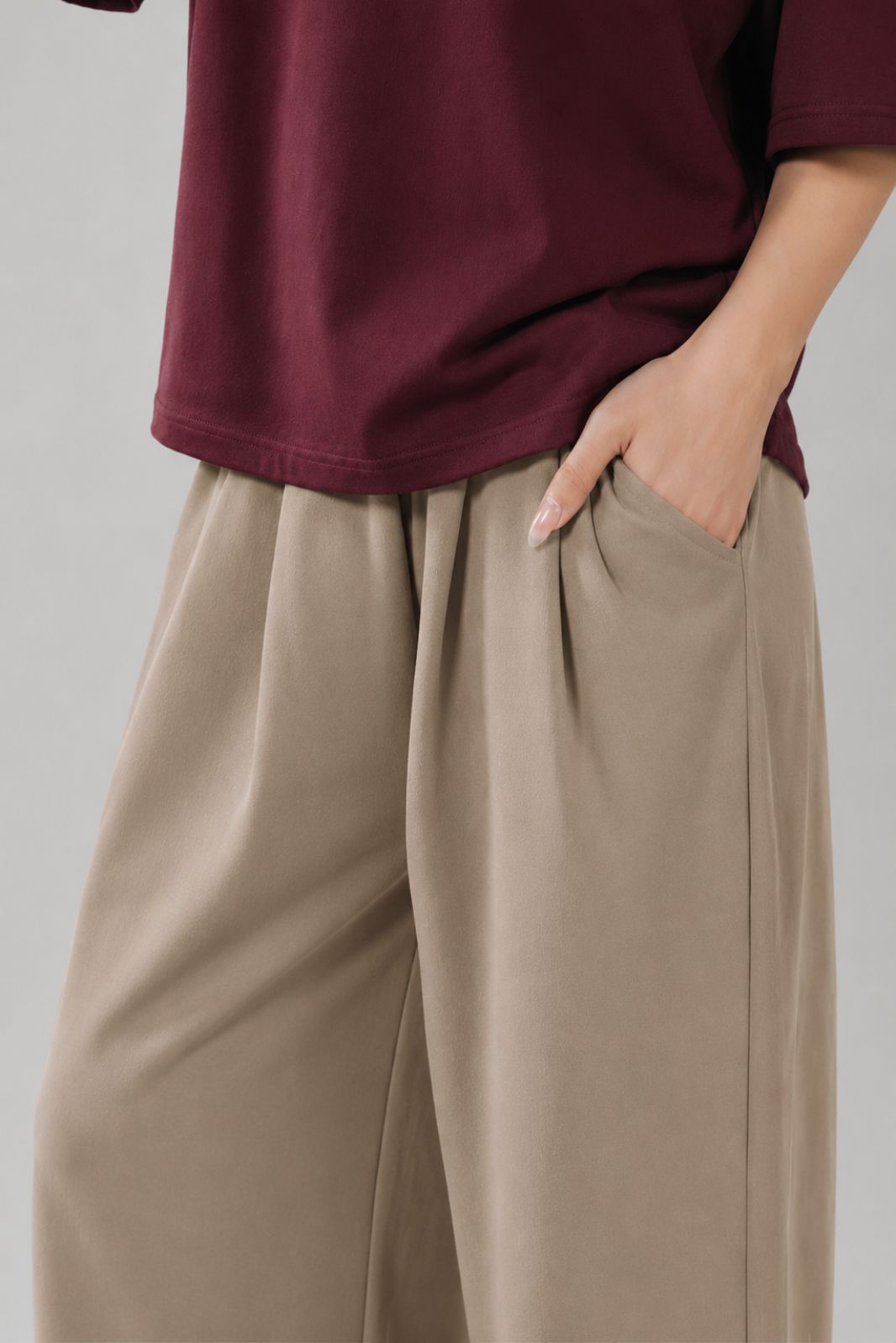 ELASTICATED SCUBA WIDE LEG PANTS
