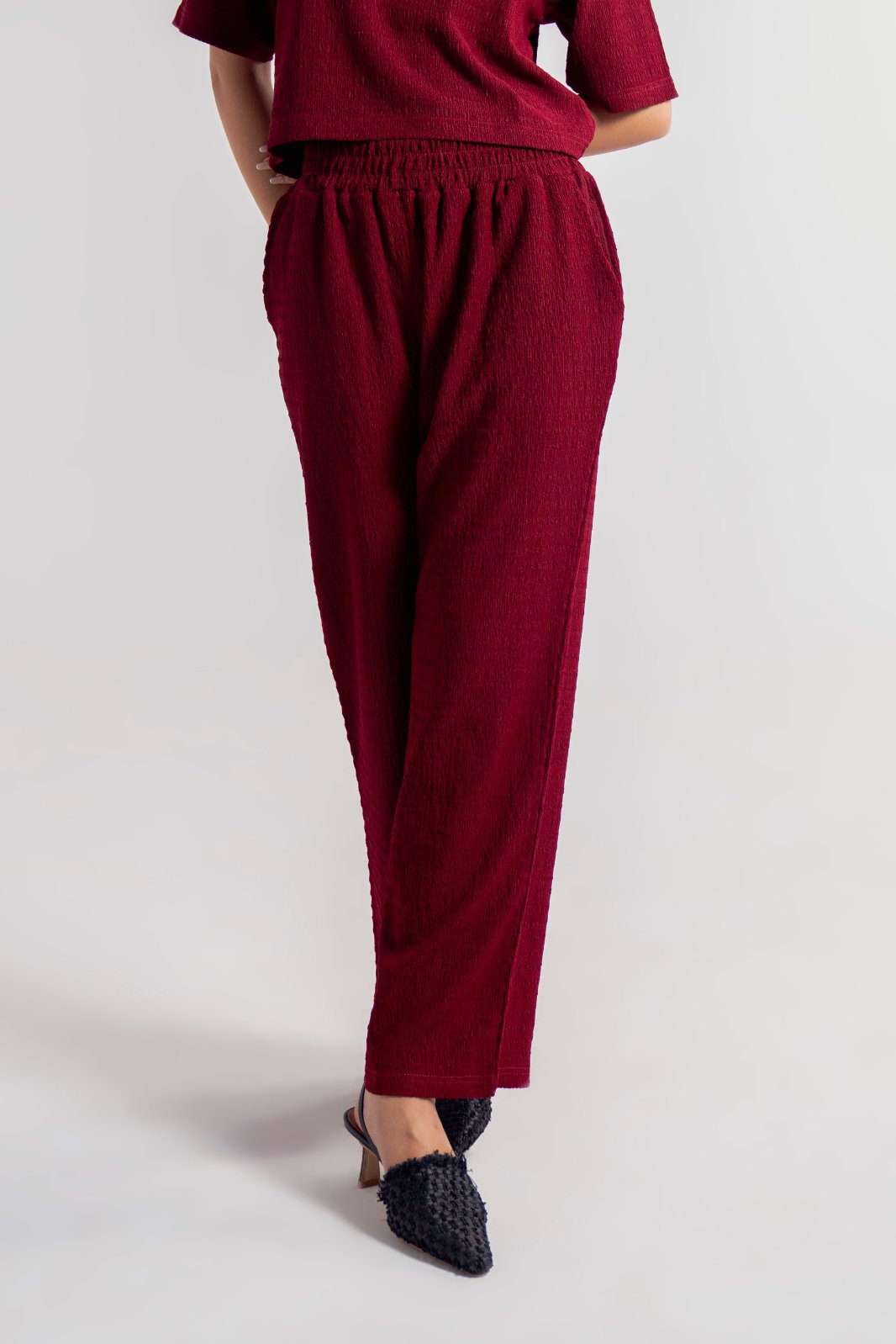 TEXTURED WIDE LEG PANT