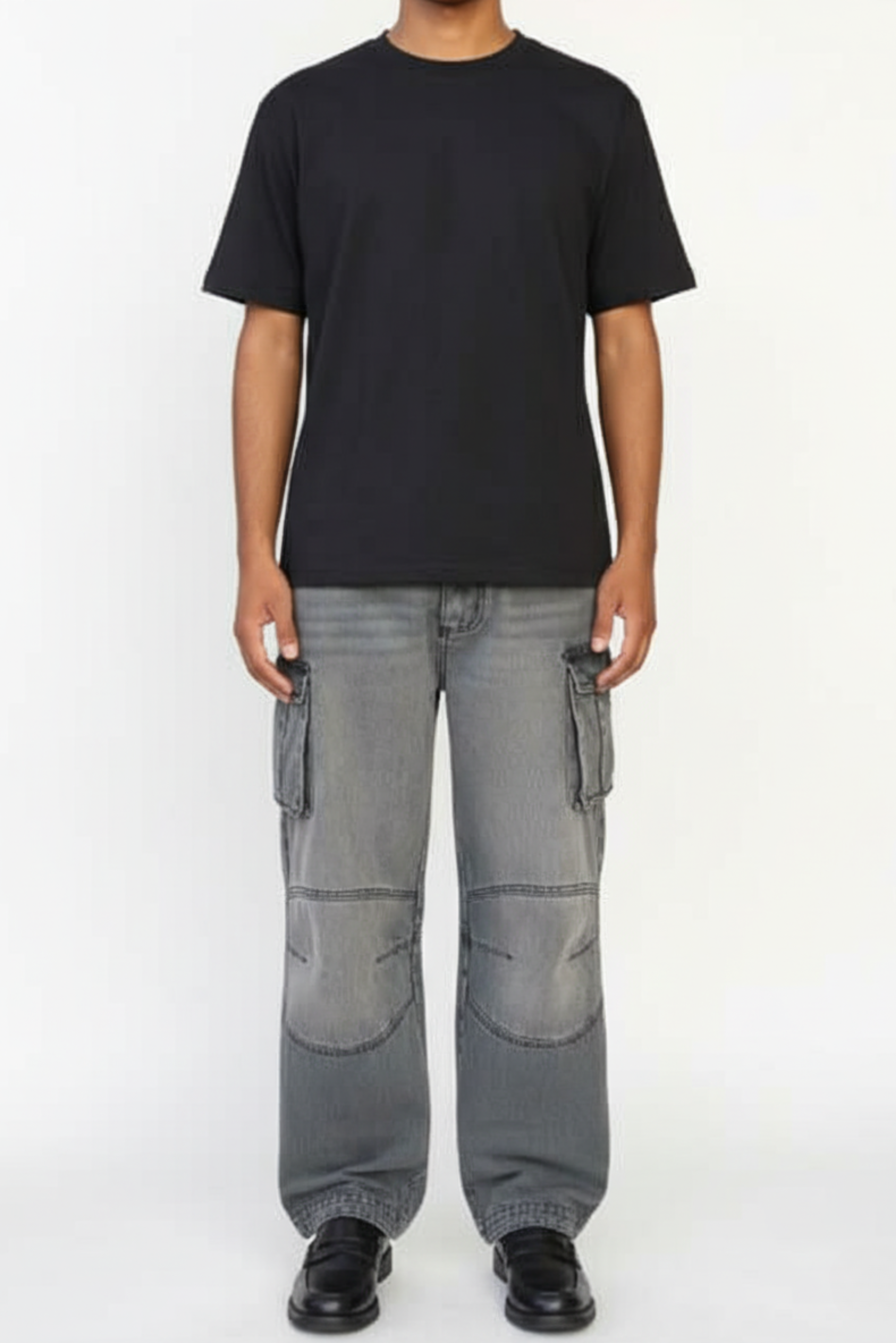 Unisex wash cargo pant front view