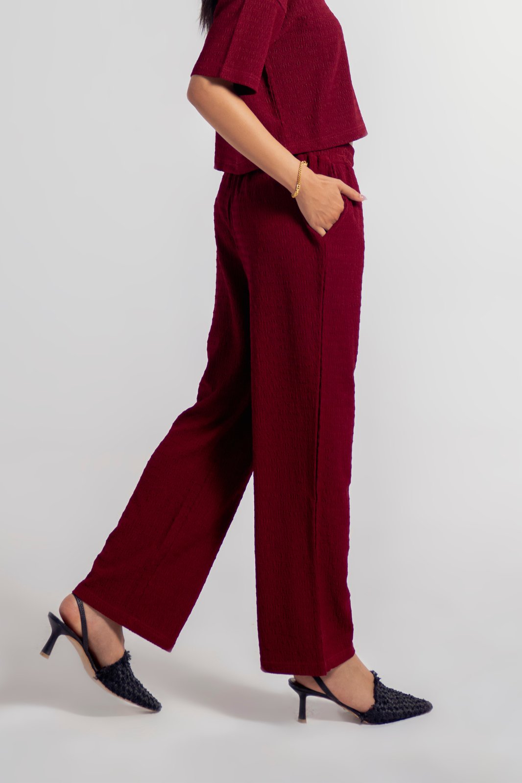 TEXTURED WIDE LEG PANT