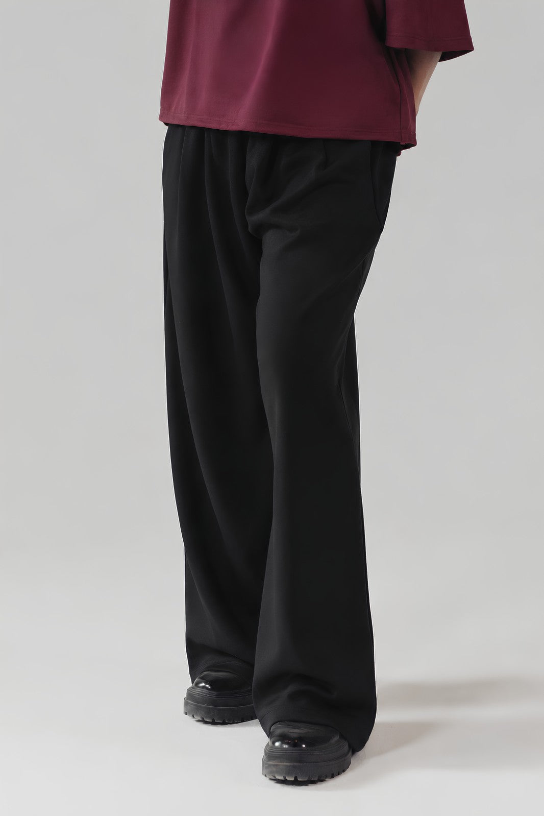 ELASTICATED SCUBA WIDE LEG PANTS