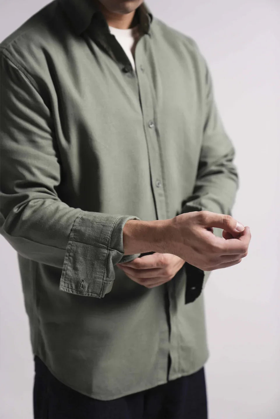 green button down shirt